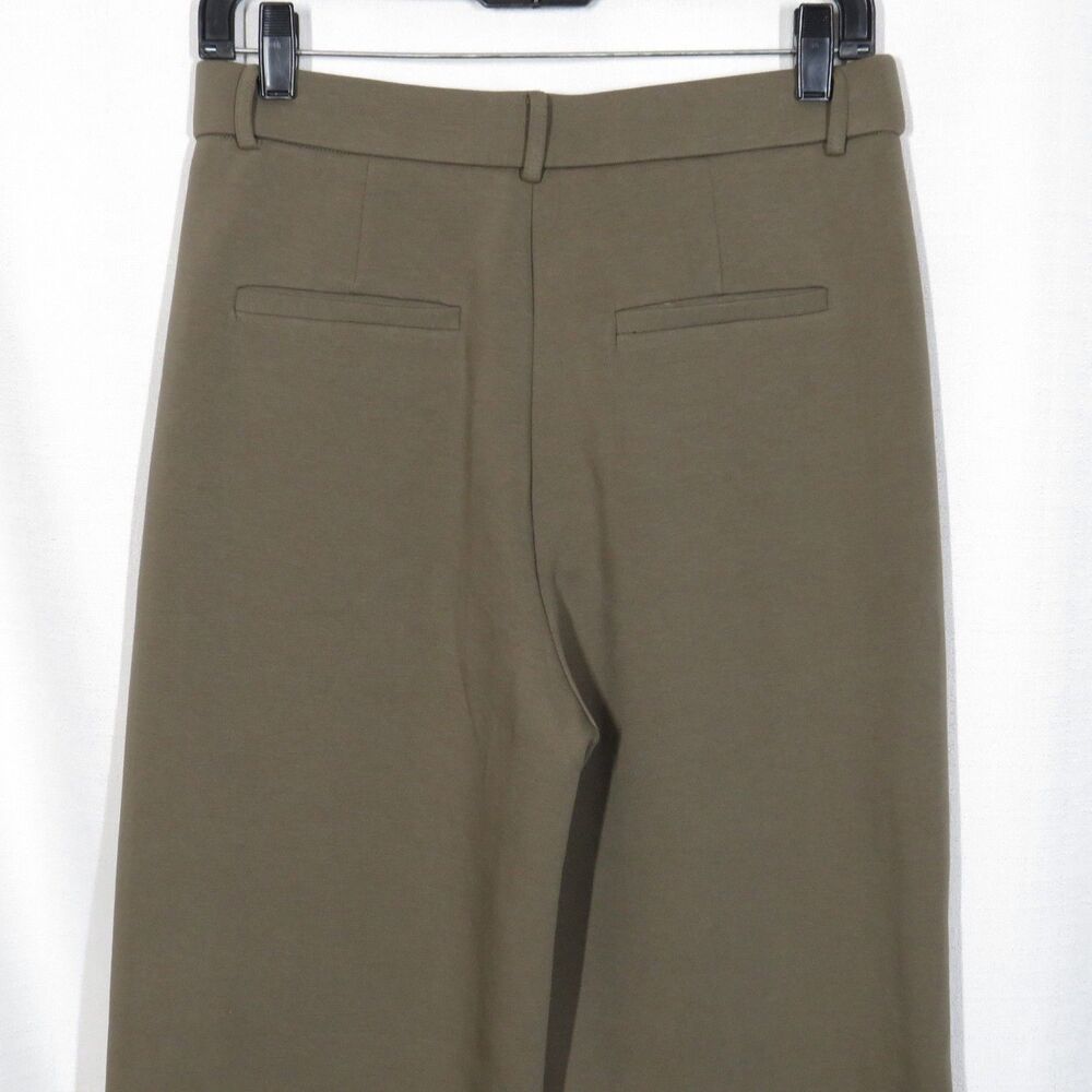 OGL Olive Stretch Cotton Blend Wide Leg Zip Pocket Pull On Pants Petite Medium - Picture 6 of 9